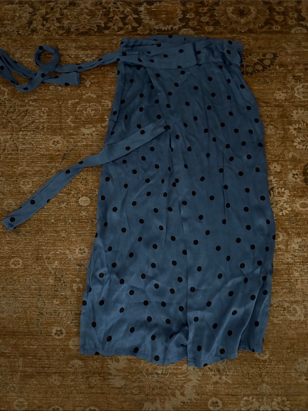 Zara Blue Polka Dot Midi Skirt